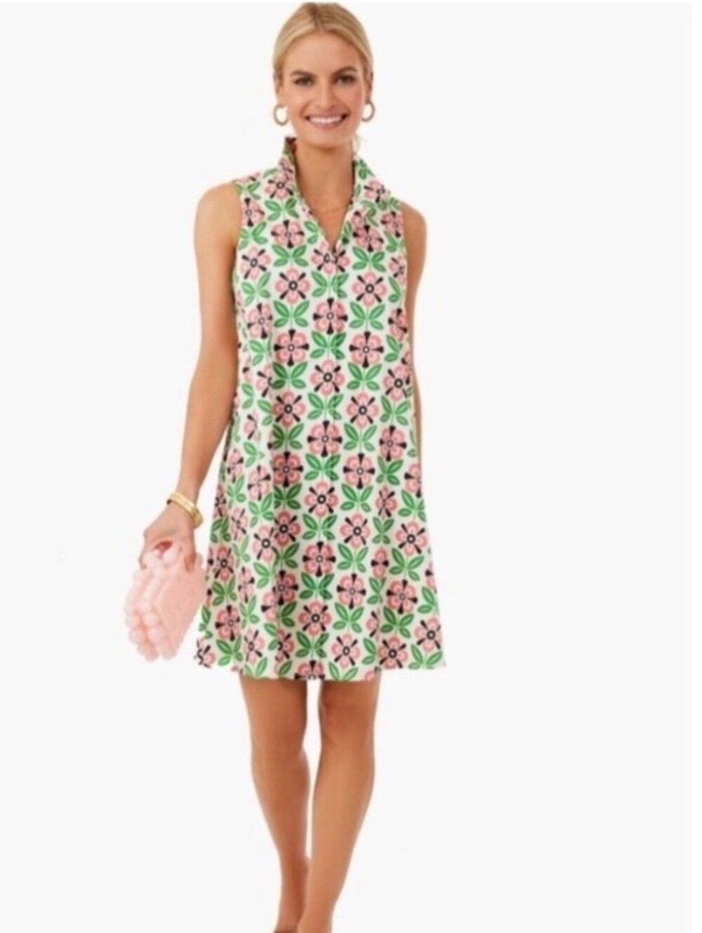 Tuckernuck Pink and Green Floral Sleeveless Charlie Dress Size Medium